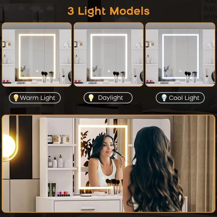 Rectanguler LED Mirror with 3 Lighting Options (Warm, Natural White, Cool White) with Touch Sensor (18X24INCH) L24 Stylish and Decorative Design.