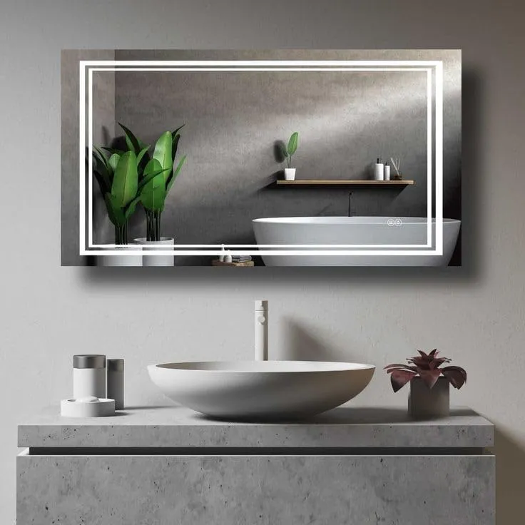 Rectanguler LED Mirror with 3 Lighting Options (Warm, Natural White, Cool White) with Touch Sensor (18X24INCH) L25 Stylish and Decorative Design.