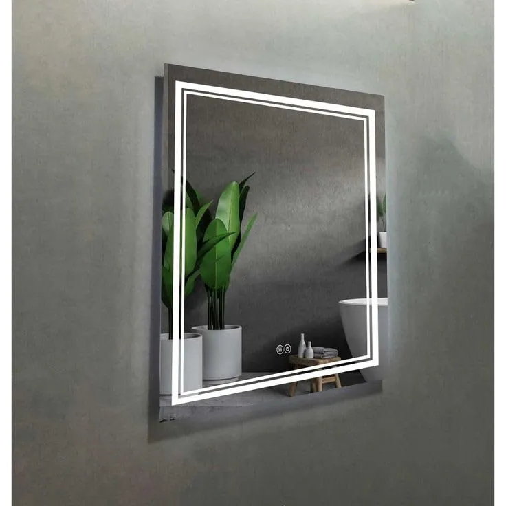 Rectanguler LED Mirror with 3 Lighting Options (Warm, Natural White, Cool White) with Touch Sensor (18X24INCH) L25 Stylish and Decorative Design.