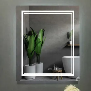 Rectanguler LED Mirror with 3 Lighting Options (Warm, Natural White, Cool White) with Touch Sensor (18X24INCH) L25 Stylish and Decorative Design.