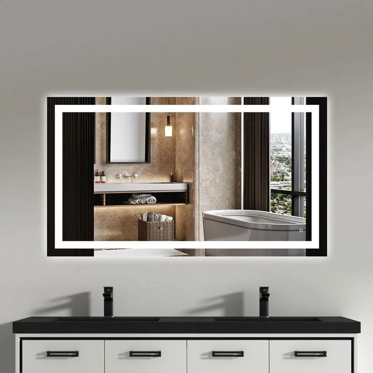 Rectanguler LED Mirror with 3 Lighting Options (Warm, Natural White, Cool White) with Touch Sensor (18X24INCH) L59 Stylish and Decorative Design.