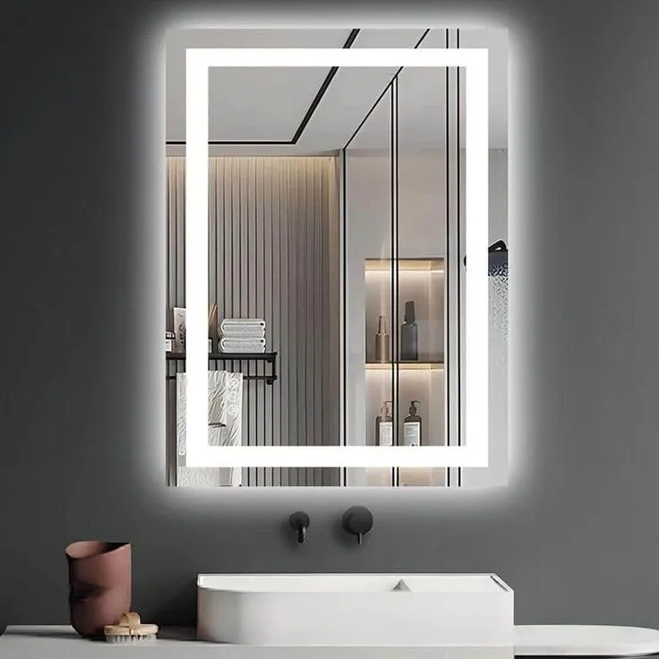 Rectanguler LED Mirror with 3 Lighting Options (Warm, Natural White, Cool White) with Touch Sensor (18X24INCH) L59 Stylish and Decorative Design.