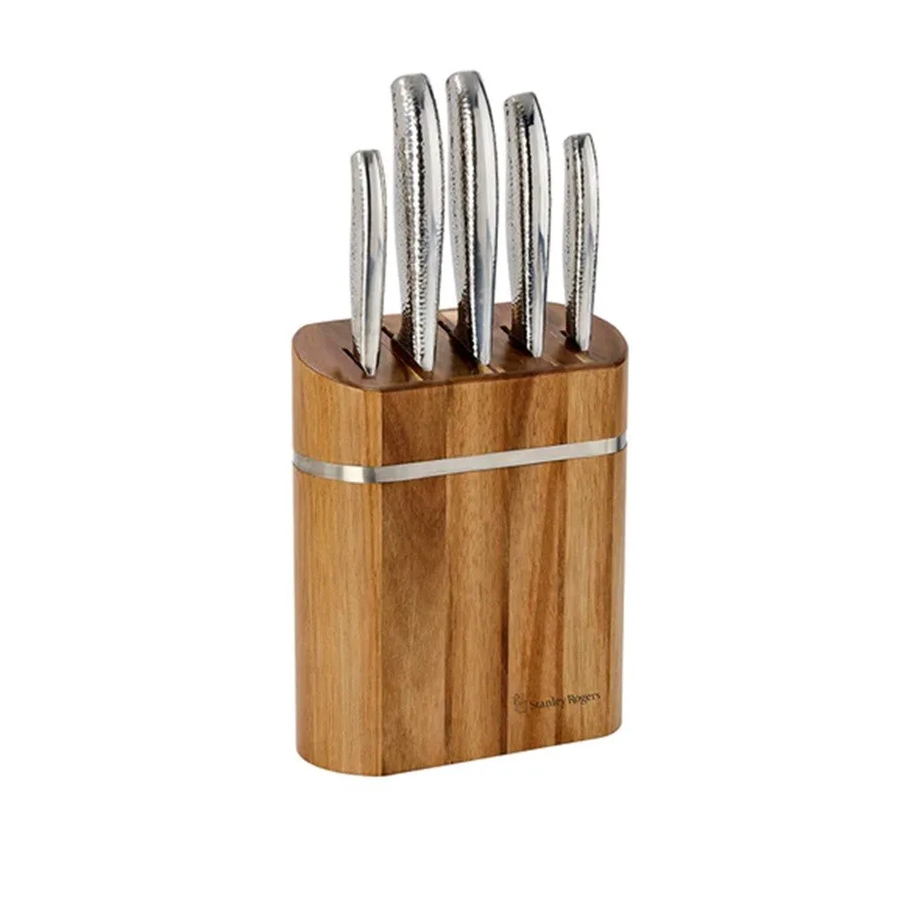 Stanley Rogers Acacia Domed Oval Knife Block 6PC Set