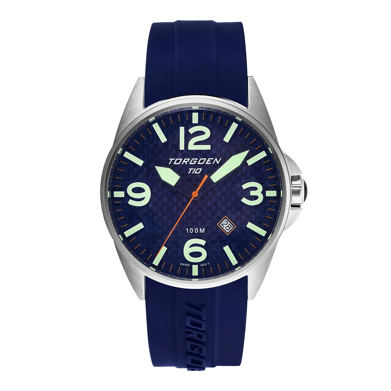 T10 Bluebird Carbon Sapphire | 44mm, Blue Silicone Strap