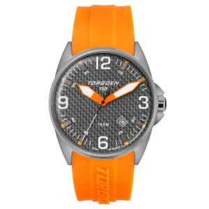 T10 Gunmetal Carbon Fiber | 44mm, Orange Silicone Strap