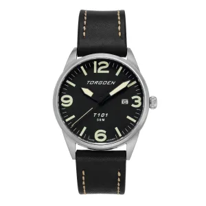 T101 Black Raven | 41mm, Black Leather Strap