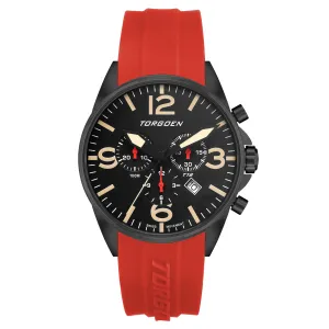 T16 Black Sapphire | 44mm, Red Silicone Strap