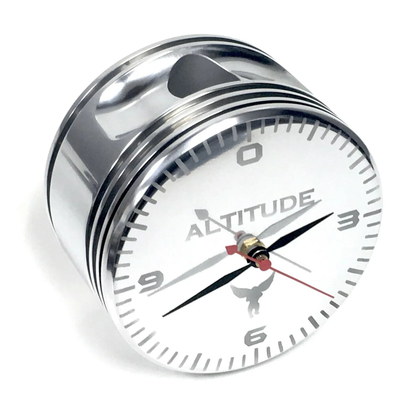 The Altimeter WWII Airplane Radial Engine Piston Altitude Polished Desk Clock