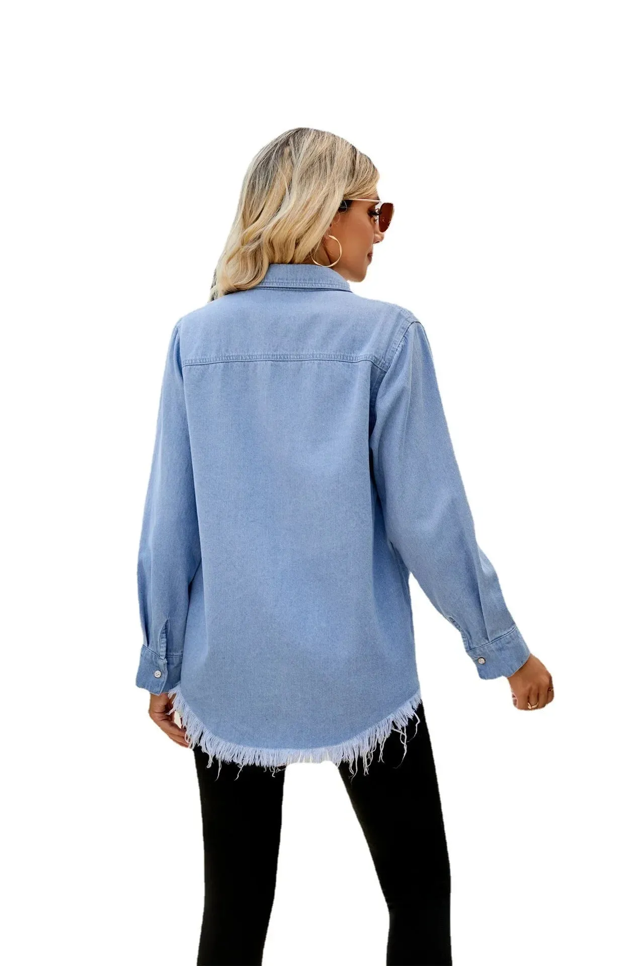 Versatile Denim Fringe Shirt European American Cross-border Best Seller Jacket