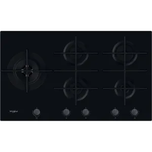 Whirlpool GOWL958NB Gas Hob 5 Burners, 86cm Wide - Black